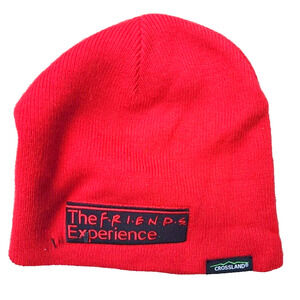 The Friends Experience Knit Beanie Hat Red Black Embroidered